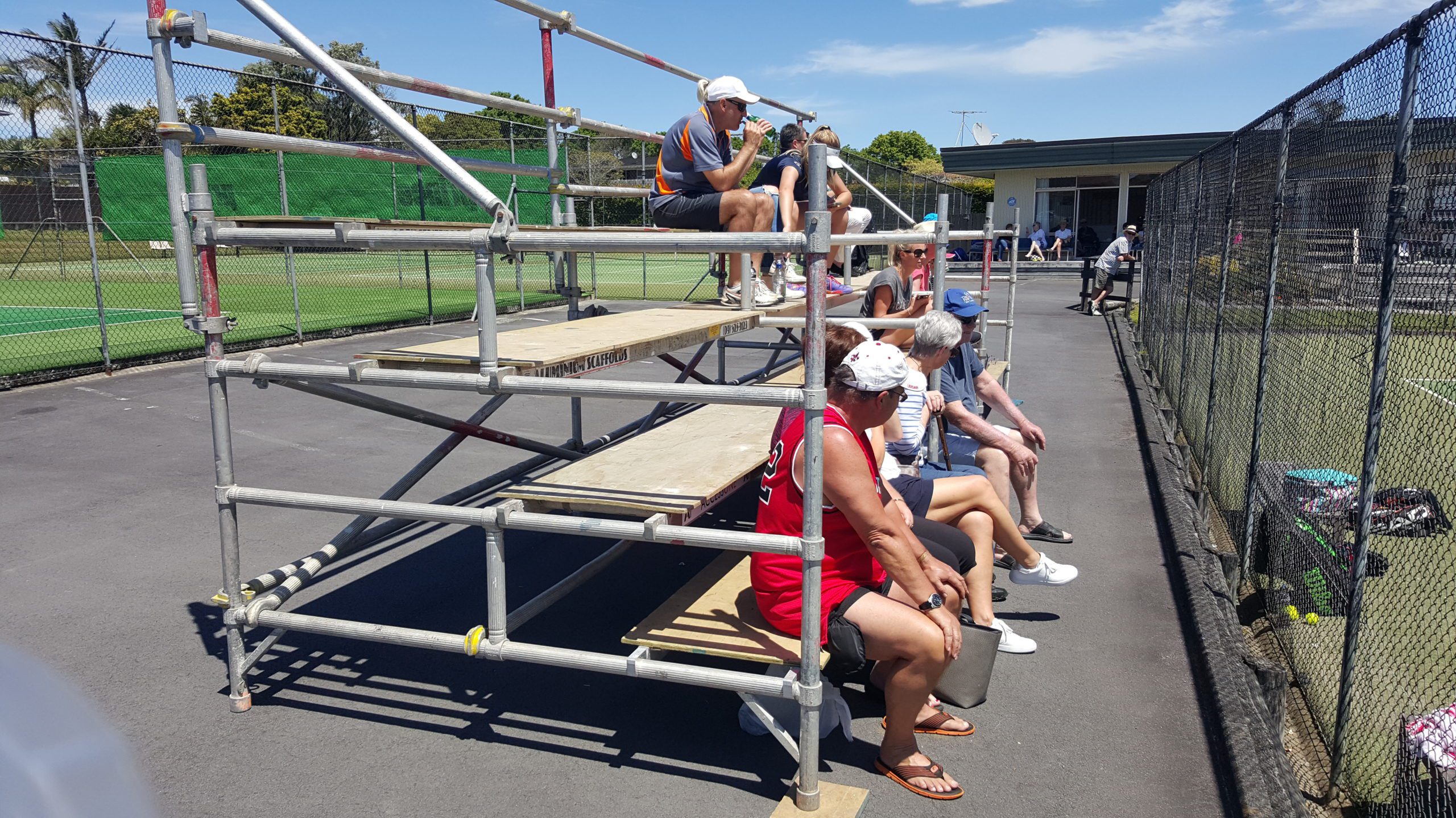 Sunnyhills Tennis Club Seating Donated by Access One Scaffolding