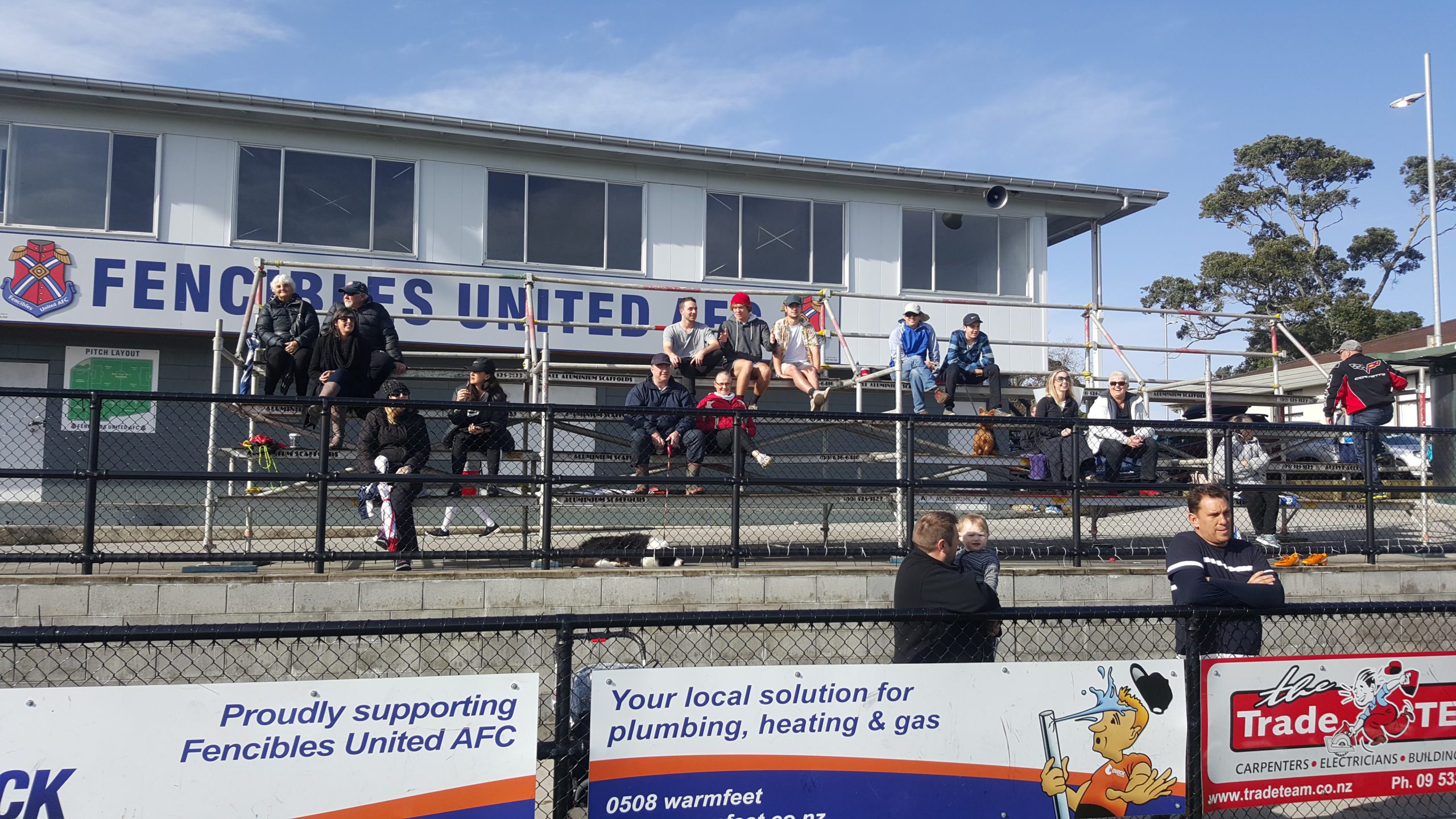 Fencibles United Stadium Seating Donated by Access One Scaffolding